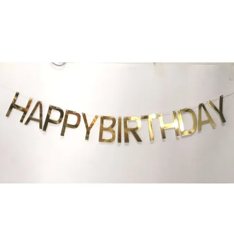 Happy Birthday Banner Mirror Sequin Paper Bunting Hanging Garland For Kids Adults Birthday Party Decorations Gold Silver Rose Gold