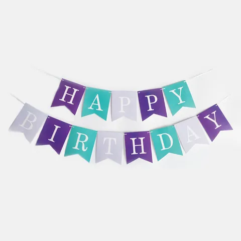 Banner di Buon Compleanno a Tema Sirena Colorata Pavese di Carta a Coda di Rondine per Decorazione Festa di Compleanno