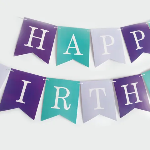 Banner di Buon Compleanno a Tema Sirena Colorata Pavese di Carta a Coda di Rondine per Decorazione Festa di Compleanno