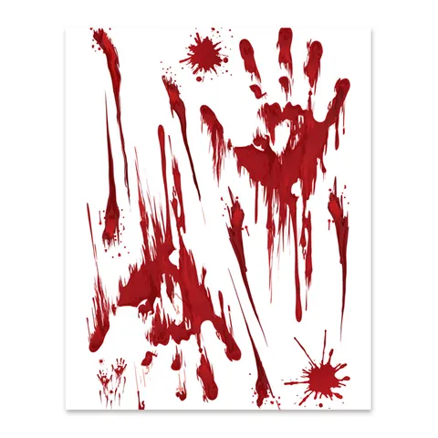 Halloween Horror Blutige Handabdruck Aufkleber Gruselige Blutflecken Fußabdruck Fensterbilder PVC Geisterhaus Party Wanddekoration