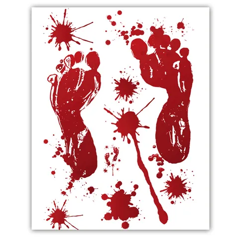 Halloween Horror Blutige Handabdruck Aufkleber Gruselige Blutflecken Fußabdruck Fensterbilder PVC Geisterhaus Party Wanddekoration