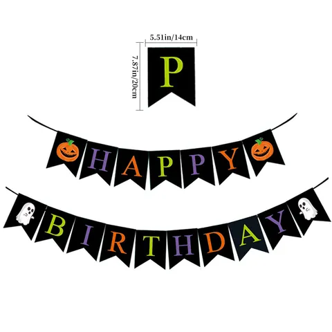 Guirlande Suspendue en Papier Anniversaire Halloween Fantôme Citrouille Bannière pour Décoration de Fête École Maternelle