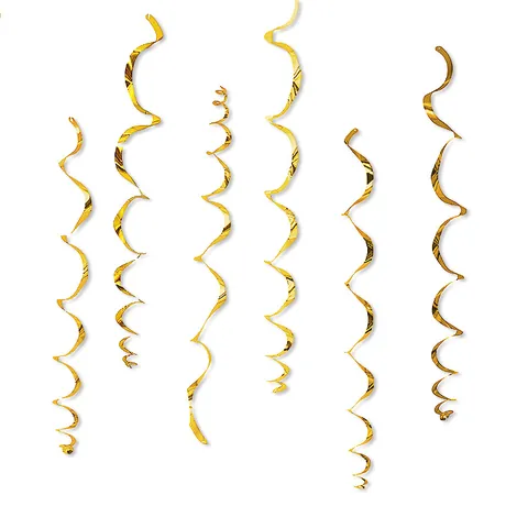 Metallic PVC Hanging Swirl Decorations Foil Spiral Streamers Ceiling Hanging Decor For Party Birthday Wedding Celebration Event Background Layout
