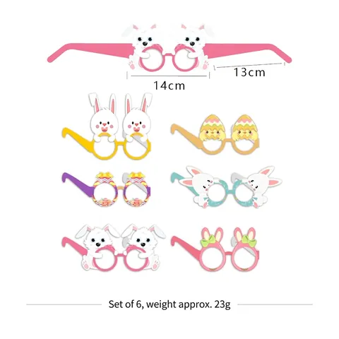 Easter Party Paper Glasses Cartoon Rabbit Chick Egg Decorative Eyewear For Kids Family School Holiday Celebration Props