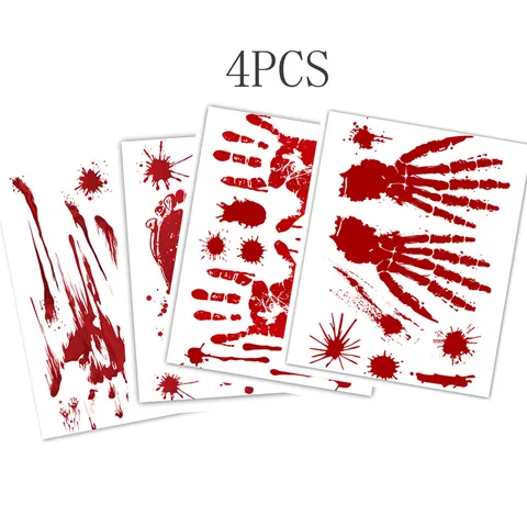 Halloween Horror Decoration Set Bloody Handprint Tablecloth Weapon Banner Balloons Stickers For Haunted House Party Props