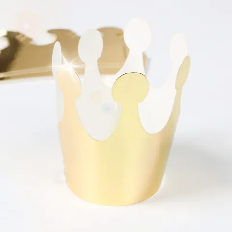 Kids Metallic Foil And Glitter Paper Birthday Party Crown Hats Adjustable Elastic String Celebration Decorative Headwear
