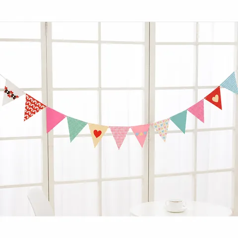 Colorful Paper Triangular Bunting Heart Polka Dot Garland Banner For Children Birthday Party Decoration Nursery Room Decor