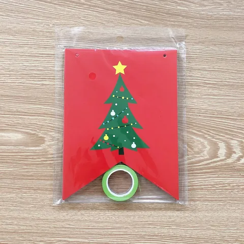 Christmas Merry Christmas Banner Paper Snowflake Triangle Flag Garland For Holiday Party Decoration Home Kindergarten Decor