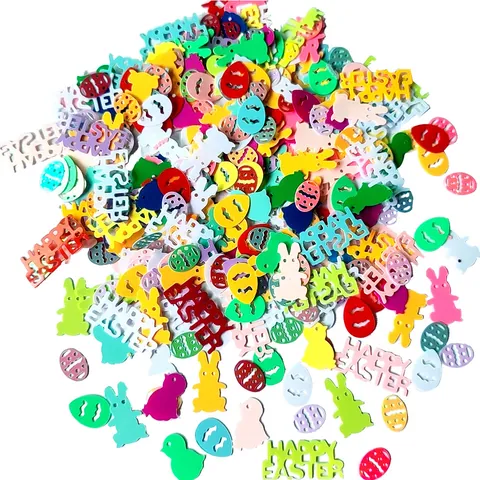 Easter Party Confetti Decorations Colorful Bunny Chick Egg Happy Easter Table Scatter DIY Craft Paper Supplies