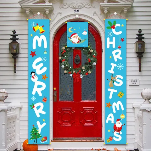Banner per Portico di Buon Natale Insegne Appese di Benvenuto in Tessuto Non Tessuto Decorazione della Porta per Casa Festa Esterna
