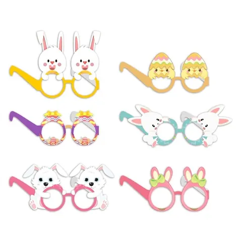 Easter Party Paper Glasses Cartoon Rabbit Chick Egg Decorative Eyewear For Kids Family School Holiday Celebration Props