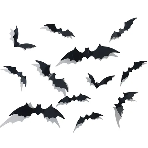 Halloween 3D Bat Wall Stickers PVC Black Bat Decals For Party Home Decoration Stereoscopic Halloween Wall Decor