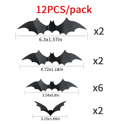 Halloween 3D Bat Wall Stickers PVC Black Bat Decals For Party Home Decoration Stereoscopic Halloween Wall Decor