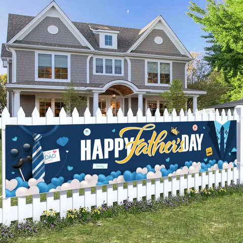 Bannière Bonne Fête Des Pères Décoration De Jardin Extérieur Clôture Meilleur Papa De Tous Les Temps Fond En Polyester Pour Fête