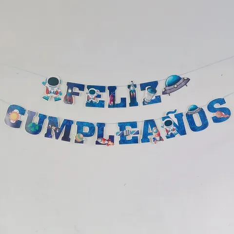 Spaans Feliz Cumpleaños Verjaardag Banner Astronaut Ruimte Thema Papieren Slinger Voor Kinderen Feest Decoratie Raket Planeet Hangen