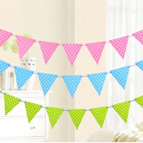Ghirlanda di Bandierine Triangolari a Pois in Carta per Decorazione Festa di Compleanno Bambini Ornamenti Festivi