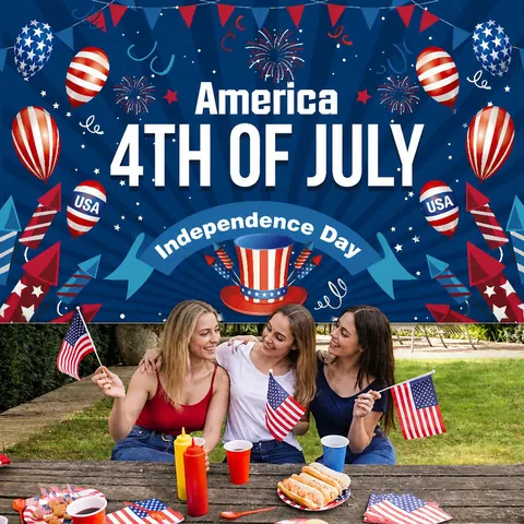Unabhängigkeitstag Party Banner Polyester Stoff Juli Vierte Dekoration Hintergrund Glückliche USA Flagge Thema Feier Hintergrund