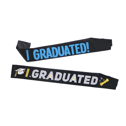 Graduation Sash Satin Printed Etiquette Belt I Graduated Congratulations Lettering For Graduation Party Ceremony Students Accessory