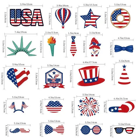 USA Unabhängigkeitstag Fotobox Requisiten Rot Weiß Blau Sterne Streifen Papier Handheld Requisiten Für Amerika Nationalfeiertag Party