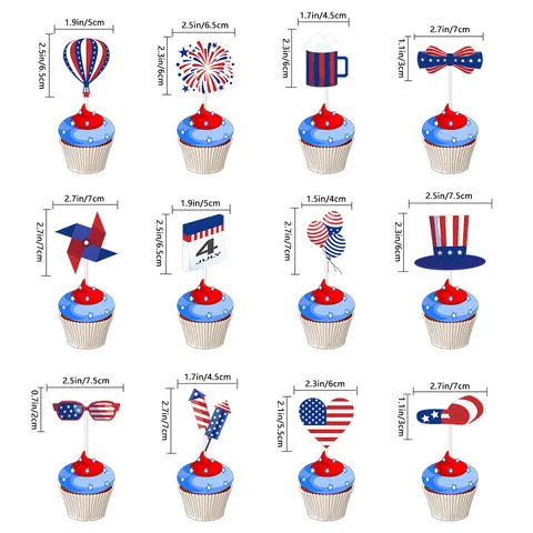 Unabhängigkeitstag Kuchendekoration Amerikanische Flagge Sterne Streifen Cupcake Toppers Patriotische Party Dekoration Für 4 Juli