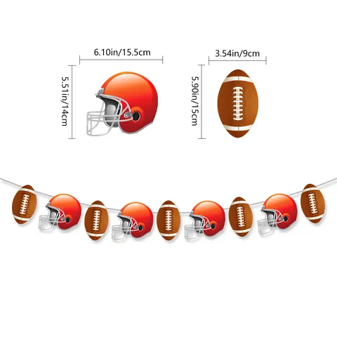 American Football Theme Birthday Party Decoration Paper Banner Cake Toppers Rugby Sports Theme Party For Kids Boys