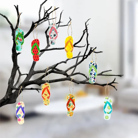 Hawaii Birthday Party Paper Hanging Decorations Cartoon Slipper Shape Tropical Summer Theme Ornaments For Beach Party Decor