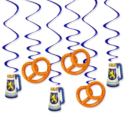 Oktoberfest Decoraciones en Espiral Colgantes Artículos para Fiestas Temáticas Bávaras Jarra de Cerveza Pretzel Papel PVC