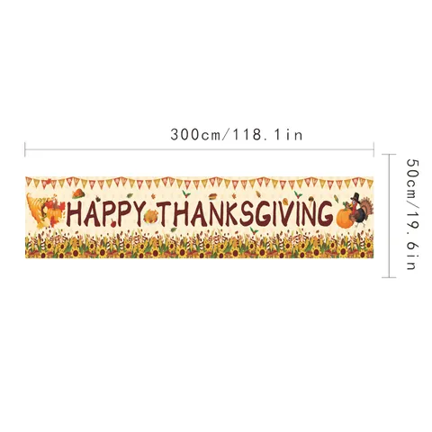 Large Thanksgiving Outdoor Banner Polyester Garden Yard Sign Happy Thanksgiving Turkey Pumpkin Autumn Harvest Party Decoration