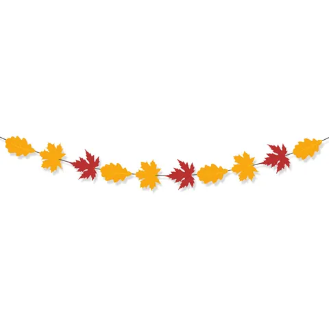 Thanksgiving Fall Maple Oak Leaf Garland Paper Banner For Autumn Party Home Decoration Hanging Foliage Decor