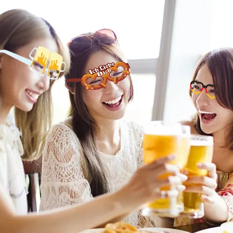 Oktoberfest Paper Party Glasses Beer Festival Celebration Photo Props German Themed Festive Eyewear For Carnival Party