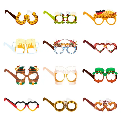 Oktoberfest Paper Party Glasses Beer Festival Celebration Photo Props German Themed Festive Eyewear For Carnival Party