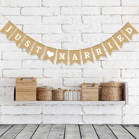Rustic Burlap Banner Vintage Party Bunting For Wedding Birthday Easter Thanksgiving Baby Shower Welcome Home Garland