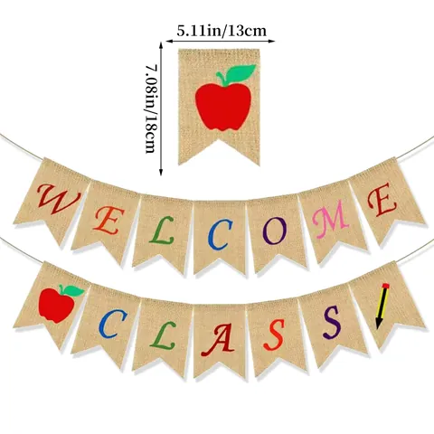 Rustic Burlap Banner Vintage Party Bunting For Wedding Birthday Easter Thanksgiving Baby Shower Welcome Home Garland
