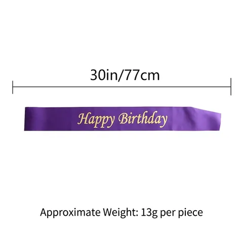 Écharpe d'Anniversaire en Satin pour Femmes Impression de Lettres Happy Birthday Décoration de Fête Élégante Accessoire d'Événement