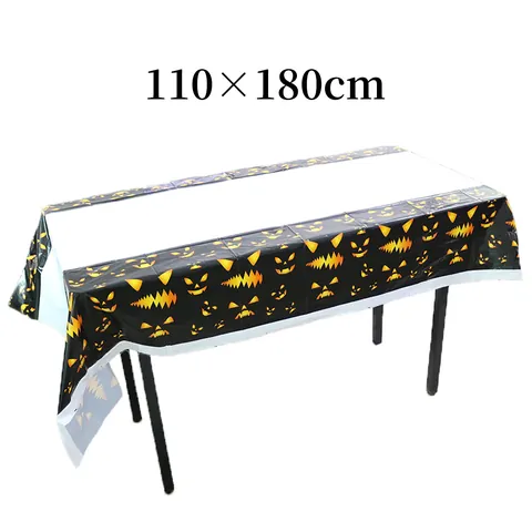 Halloween Disposable PE Tablecloth For Party Decor Pumpkin Skull Spider Web Design Waterproof Rectangle Plastic Table Cover