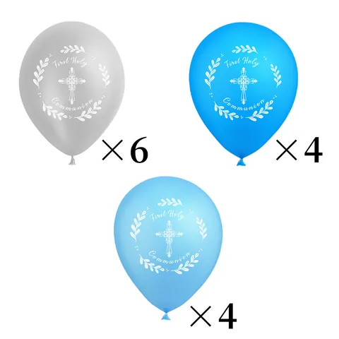Erste Heilige Kommunion Party Dekoration Latex Luftballons Set Mit Goldband Kreuz Olivenzweig Druck Religiöse Feier Zubehör