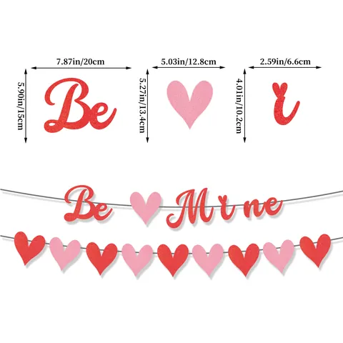 Valentine Day Party Banner Heart Latex Balloons Aluminum Foil Love Balloon Rose Petals Hanging Decor For Wedding Proposal
