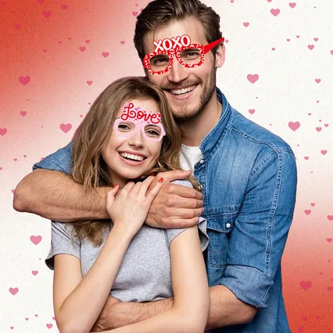 Ensemble de Lunettes de Décoration de Fête de la Saint-Valentin en Papier en Forme de Cœur pour Anniversaire de Mariage