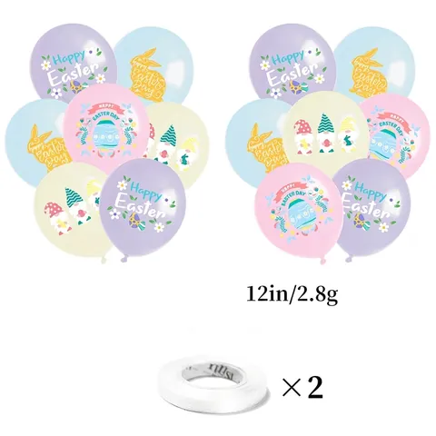 Ballons en Latex Joyeuses Pâques Couleur Macaron Motif Lapin Oeuf Gnomes Décoration de Fête Festive Pour Célébration