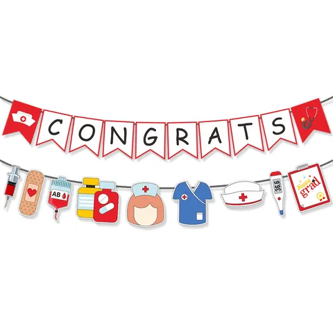 Nurse Graduation Party Banner Congrats Nurse Garland Medical Healthcare Theme Hanging Decoration For Nursing Student Celebration