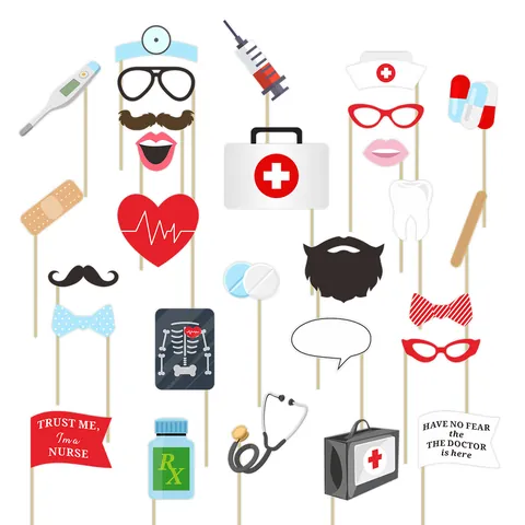 Accessori per Photo Booth a Tema Medico per Laurea Medico Infermiera Decorazione in Cartoncino Oggetti di Scena Divertenti
