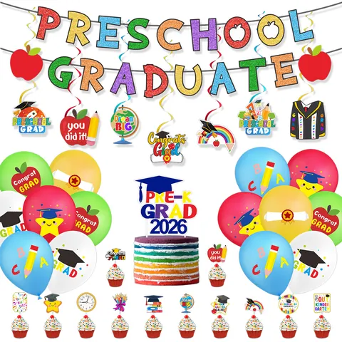 Decorazioni per Festa di Diploma della Scuola Materna Banner Topper per Torta Palloncini in Lattice Spirali Appese