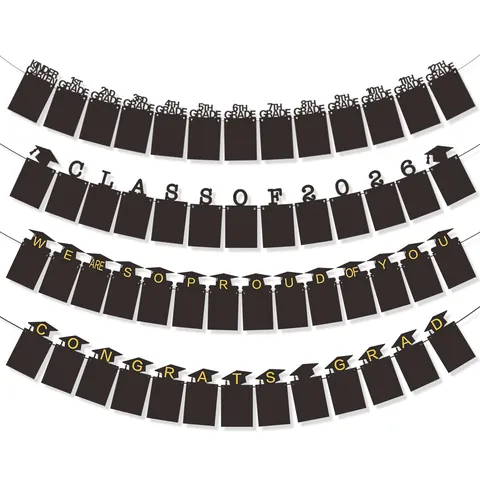 Graduation Photo Frame Banner Black Cardstock Glitter Graduation Cap Design For Graduation Party Decoration Photo Banner