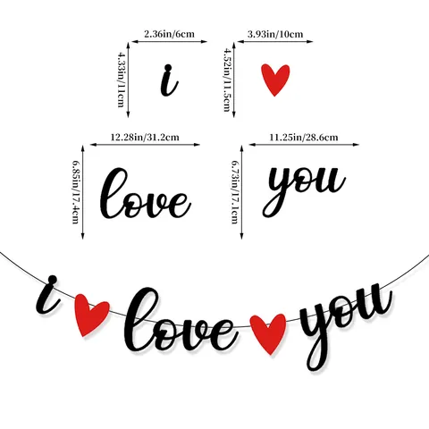 Banner I Love You Con Cuore Rosso Ghirlanda Decorazione Romantica Per San Valentino Matrimonio Proposta Anniversario Festa Della Mamma Carta
