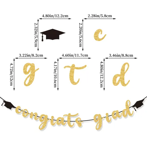 Striscione Glitterato Congrats Grad Congrats Nurse Decorazione Stagione Laurea Ghirlanda per Festa Cerimonia Ornamento Sospeso Tocco Croce
