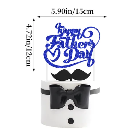 Glitter Happy Father's Day Cake Topper And Cupcake Toppers Blue Black Tie Trophy Crown Moustache Party Dessert Decoration