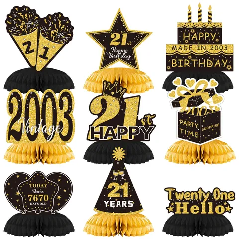 Centrotavola a Nido d'Ape di Compleanno Vintage Decorazioni da Tavolo Uomo Donna Forniture per Feste di Compleanno Carta