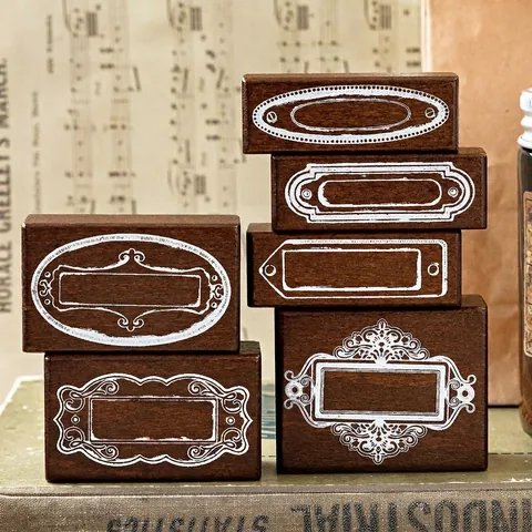Vintage Buchenholz Gummi Rand Stempel Archiv Serie Für DIY Scrapbooking Journal Dekoration Hand Account Holzstempel
