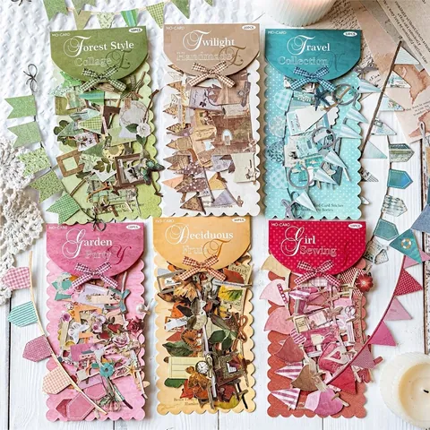 Adesivi in Cartoncino Svuotati Tagliati al Laser Vintage 10 Pezzi per Scrapbooking Junk Journal DIY Decorativo Carta Banner Etichette