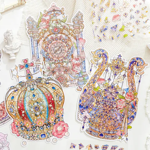 Empire Vergangenheit Serie DIY Puzzle Aufkleber Wasserdicht Vintage Barock Buntglas Dekorative Aufkleber Für Handkonto Journaling Handwerk